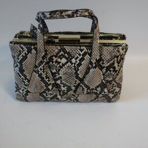 NWT Womens Scoop Brn/Tan Snake Print Faux Leather Mini Double Handle Crossbody